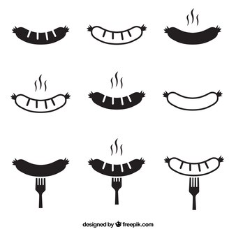 Hot Dog Sausage On Fork Silhouette Hot Dog Sausage On Fork Silhouette