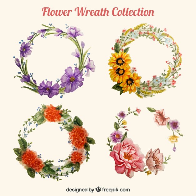 Simple watercolor floral wreath Vector | Free Download