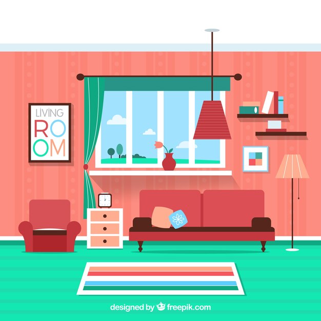 Room interior with parquet and brick wall Vector | Free Download