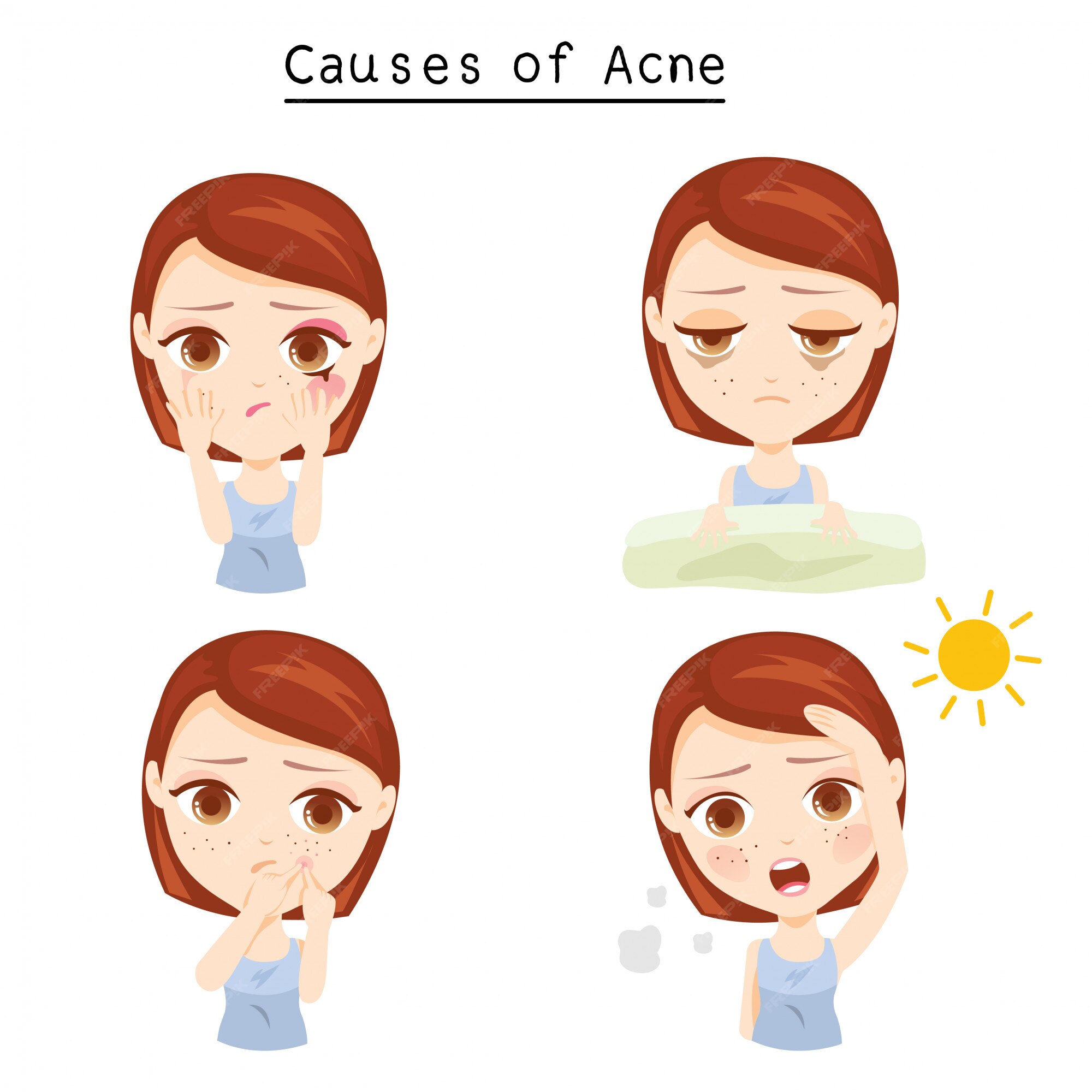 Premium Vector | Causes of acne