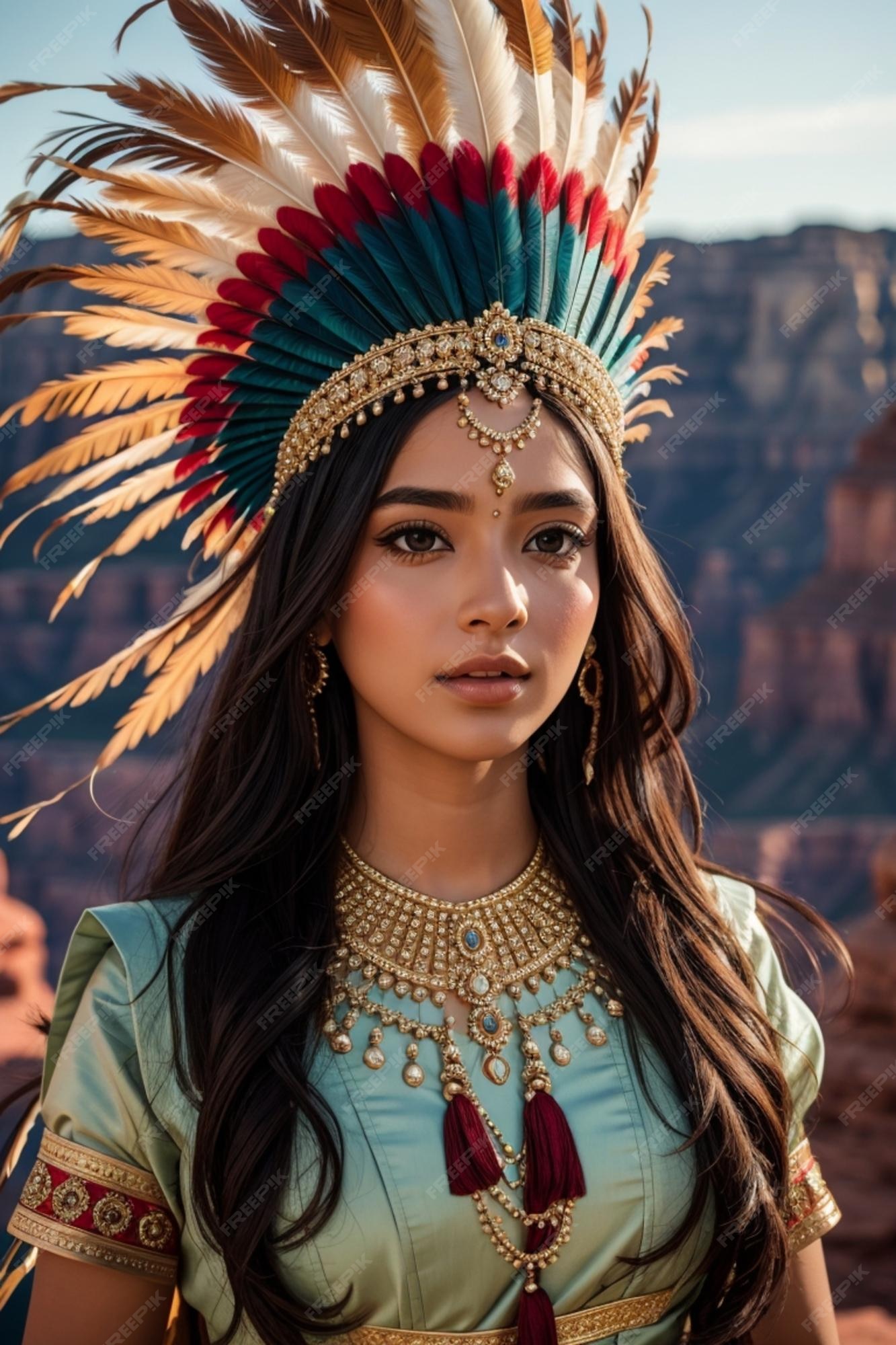  Ai Image Beautiful Sexy Native American Woman In Traditional Tribal Costume