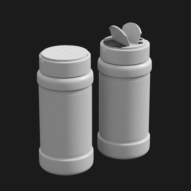 3D Plastic Spice Container, Bottle, Jar 3D Model - Creative Design