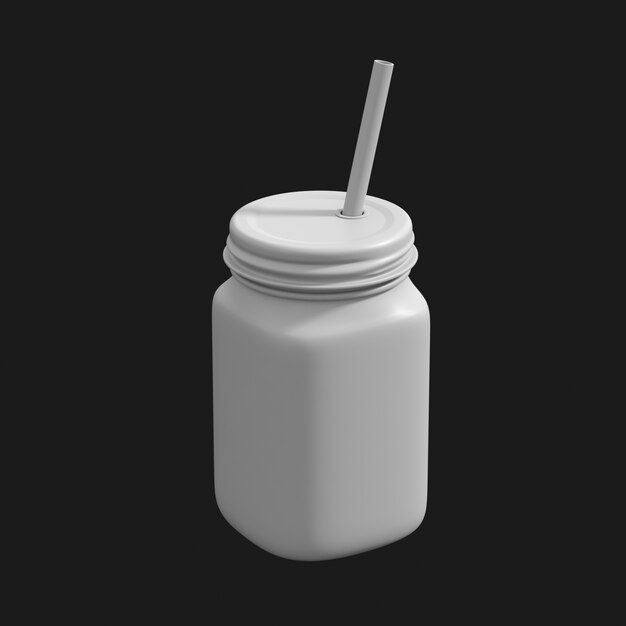 Mason Jar with Straw 001 3D Model – Free Download