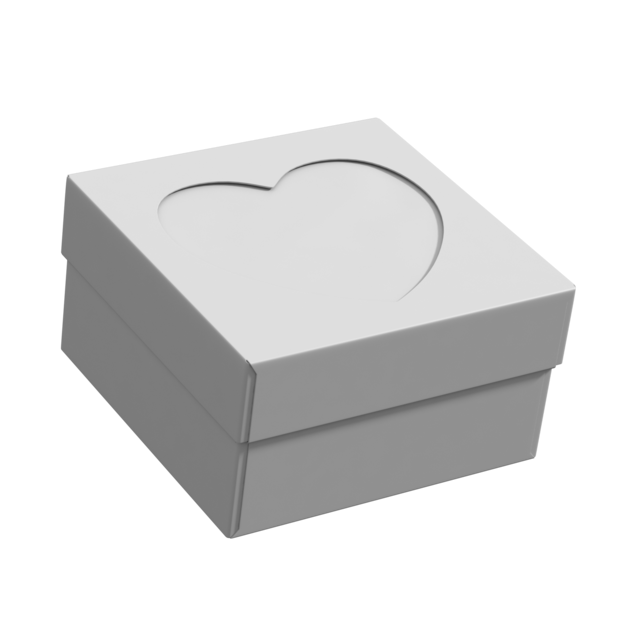 Caja con ventana en forma de corazón