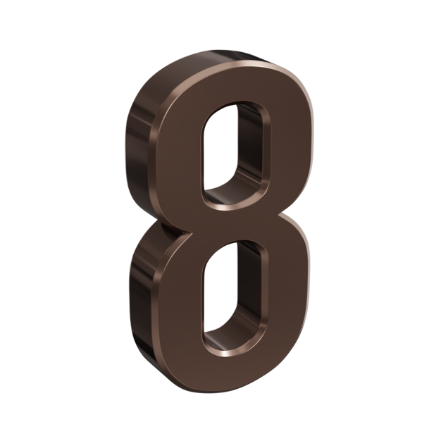 Chiffre huit métallique bronze