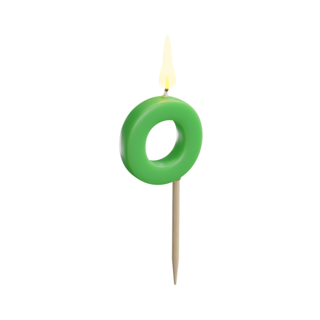 Lettera O a forma di candela di compleanno