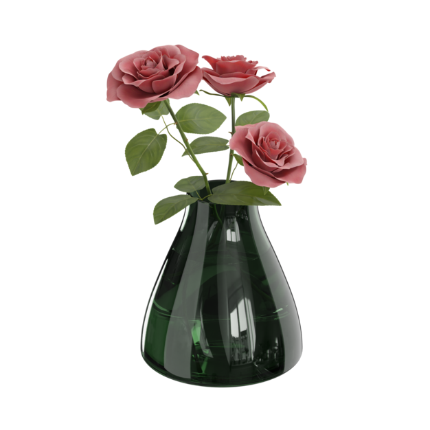 Jarrón de cristal con rosa roja