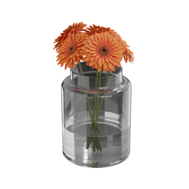 Vaso di fiori con gerbera arancione
