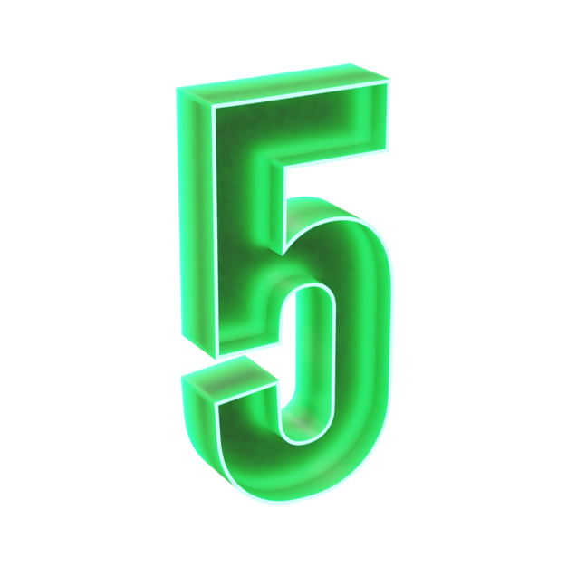 Green Neon Led Number Five - preview