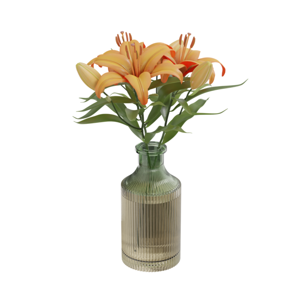 Vaso con fiori di giglio arancione