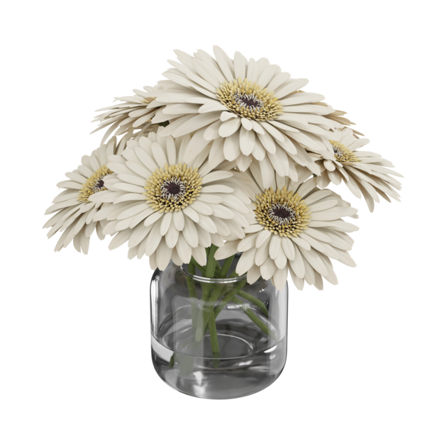 白いガーベラの花が入った花瓶