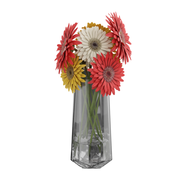 Jarrón con gerberas multicolor