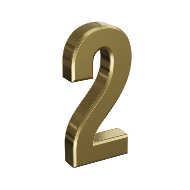 Numero Due metallizzato dorato