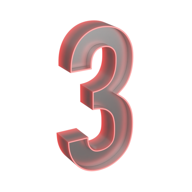 Red Neon Led Number Three