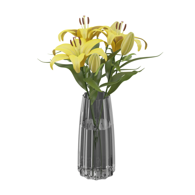 Vaso con fiori di giglio giallo