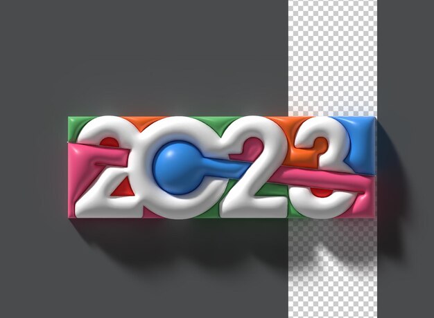 2023 Szczęśliwego Nowego Roku 3D Render Tekst Typografia Projekt Baner Plakat Ilustracja 3D