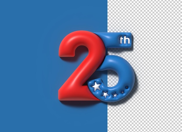 Bezpłatny plik PSD 25 twentyfive number 3d ilustracja projekt