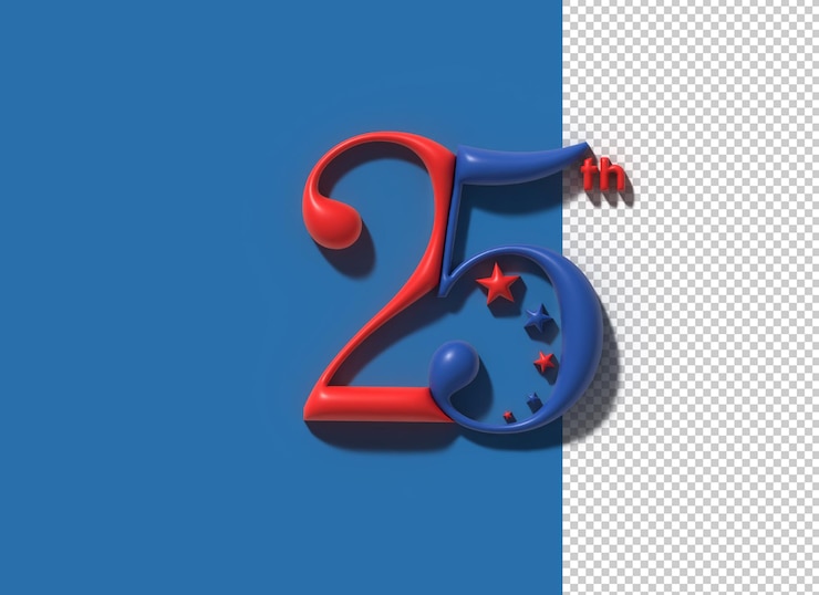 Bezpłatny plik PSD 25 twentyfive number 3d ilustracja projekt