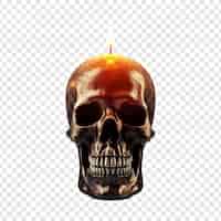 Bezpłatny plik PSD 3d czaszka z płonącą świecą święto halloween wyizolowane na przezroczystej tle