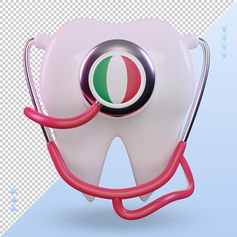 3d dentysta stetoskop włochy flaga renderowania widok z przodu