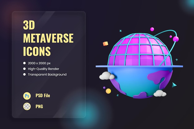 Bezpłatny plik PSD 3d ikona ilustracja technologia wirtualnej rzeczywistości cyfrowa przestrzeń
