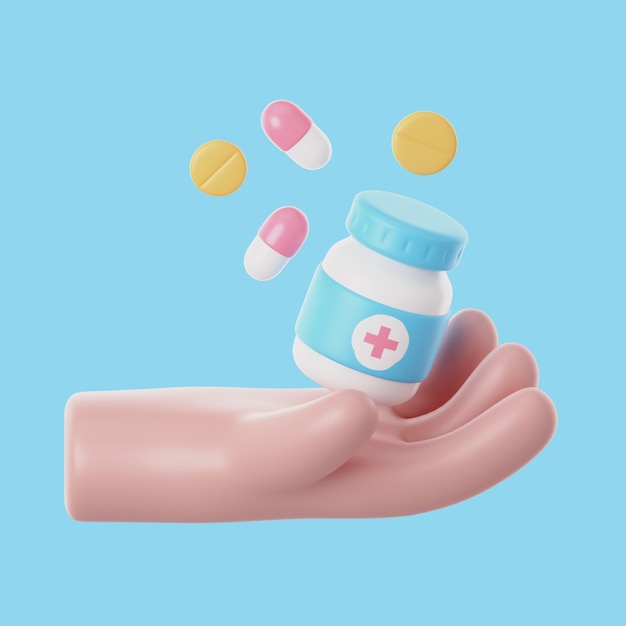 Bezpłatny plik PSD 3d ikona raka z butelką leku