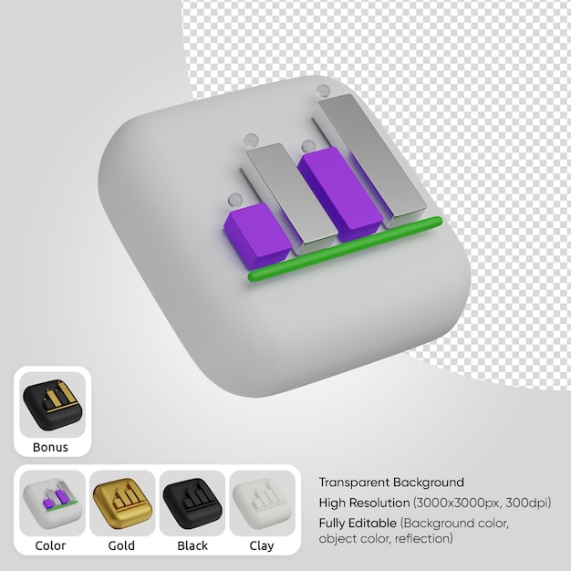 3d Ikona Wykresu Słupkowego