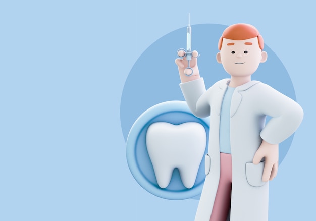 3d ilustracja dla dentysty z męskim ortodontą