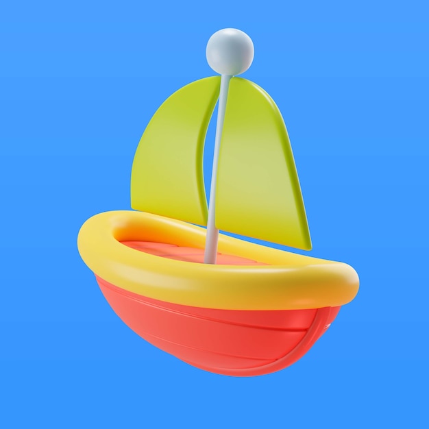 3d Ilustracja łodzi Z Zabawkami Dla Dzieci