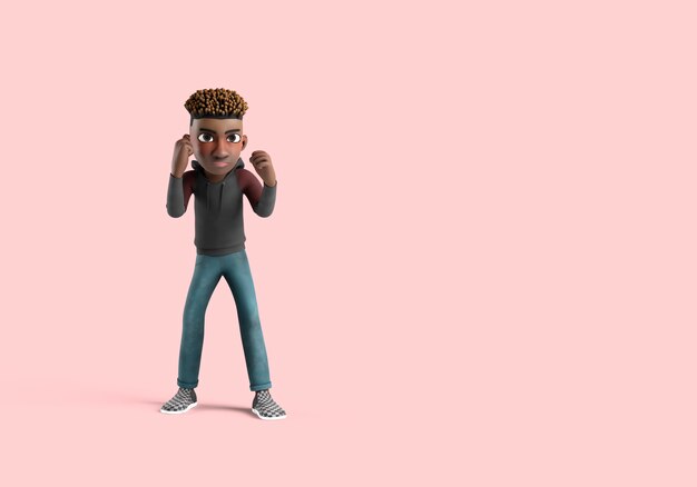 3d ilustracja męskiej pozy postaci gotowej do walki