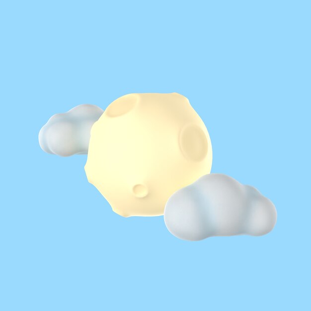 3d ilustracja na święto w połowie jesieni z księżycem i chmurami