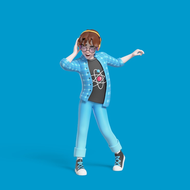 Bezpłatny plik PSD 3d ilustracja pozowanie kujonem