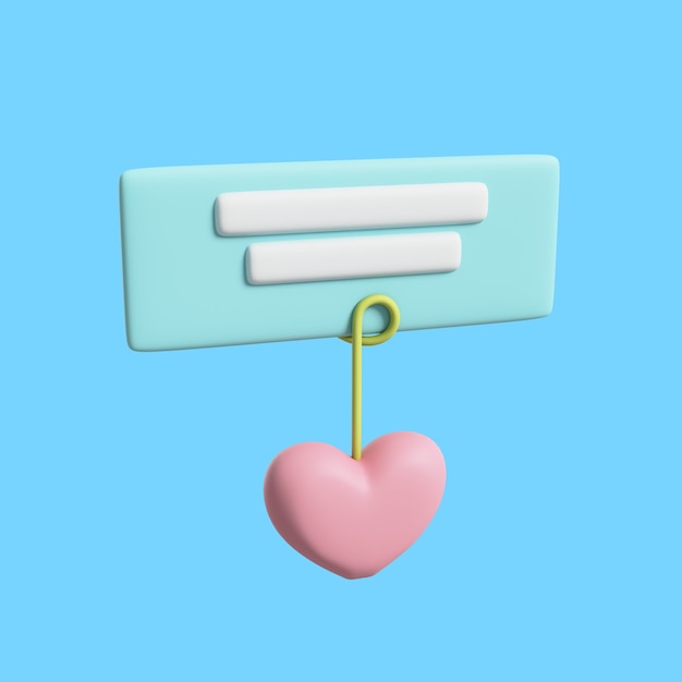 3D ilustracja ślubna karty stołowej serca