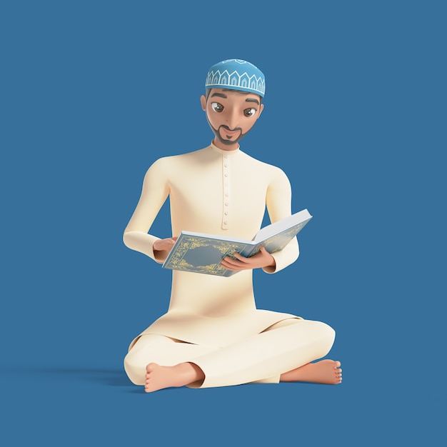 Bezpłatny plik PSD 3d ilustracja z muzułmańskim mężczyzną