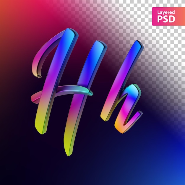 Bezpłatny plik PSD 3d kaligraficzna litera kolor tęczy