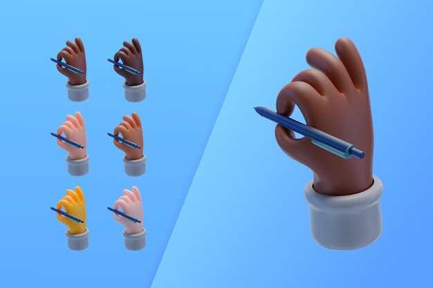 3d kolekcja rękami, pisanie za pomocą pióra