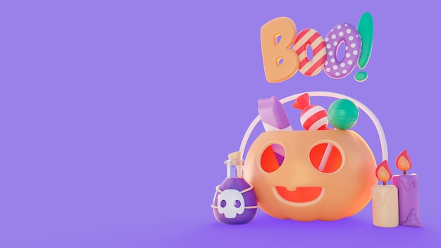 3d Render Halloween Tło Z Przerażającymi Elementami