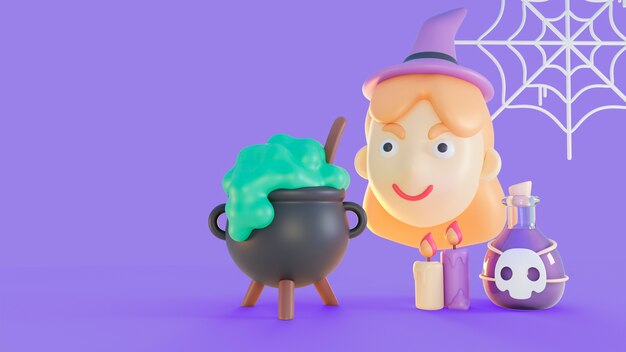 3d render halloween tło z przerażającymi elementami