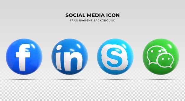 3d render ikony mediów społecznościowych opakowanie kolekcja logo mediów społecznościowych