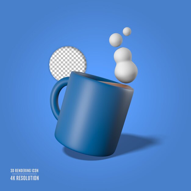 3d render ilustracja kubek kawy na białym tle ikona