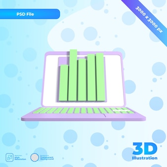 3d render laptop 3d ilustracja internetowa widok z przodu