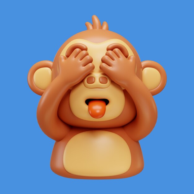 3d rendering emoji małpy