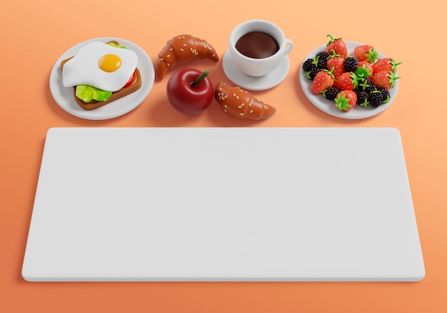 Bezpłatny plik PSD 3d rendering sprzedaży śniadaniowych pustych banerów tła