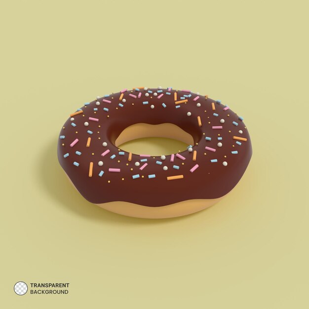 3D renderowane ikona pączka na białym tle