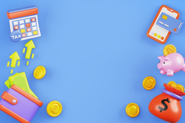 3d renderowanie bankowego tła sprzedaży