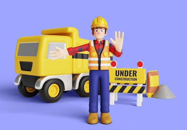 3d renderowanie charakteru zawodu transportowego