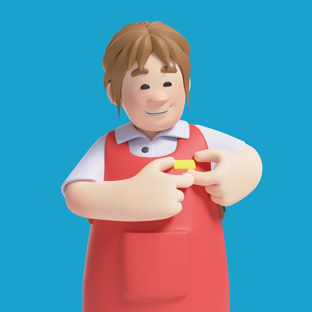3d renderowanie kobiety kasjerki
