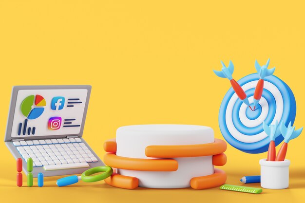 3D renderowanie tła podium marketingowego