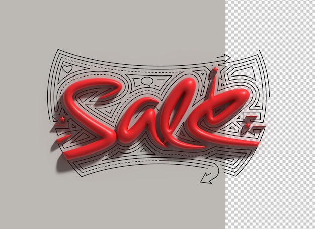 Bezpłatny plik PSD 3d sprzedaż napis typograficzny projekt ilustracji 3d