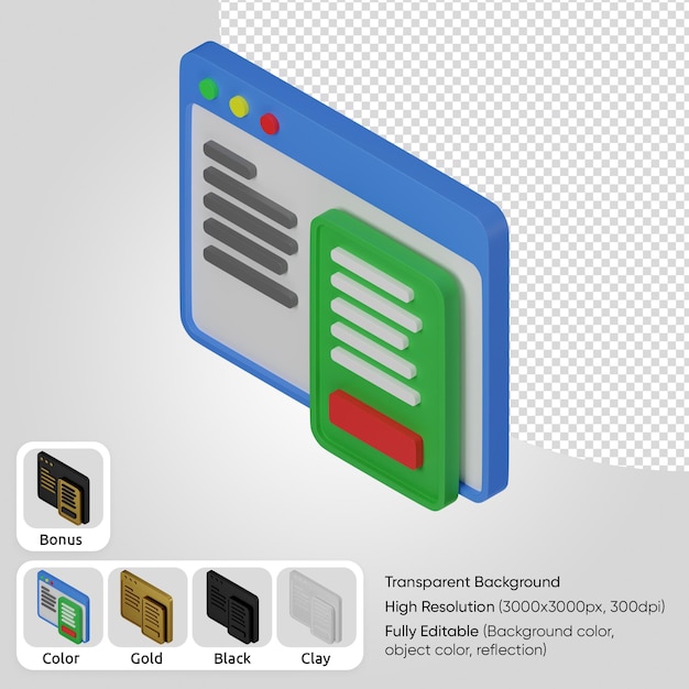 Bezpłatny plik PSD 3d strona internetowa